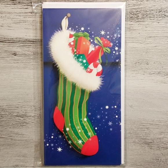 Christmas Money/ Gift Card Holder w/ Envelopes Stocking Holiday Greetings 10 Set - Picture 1 of 3